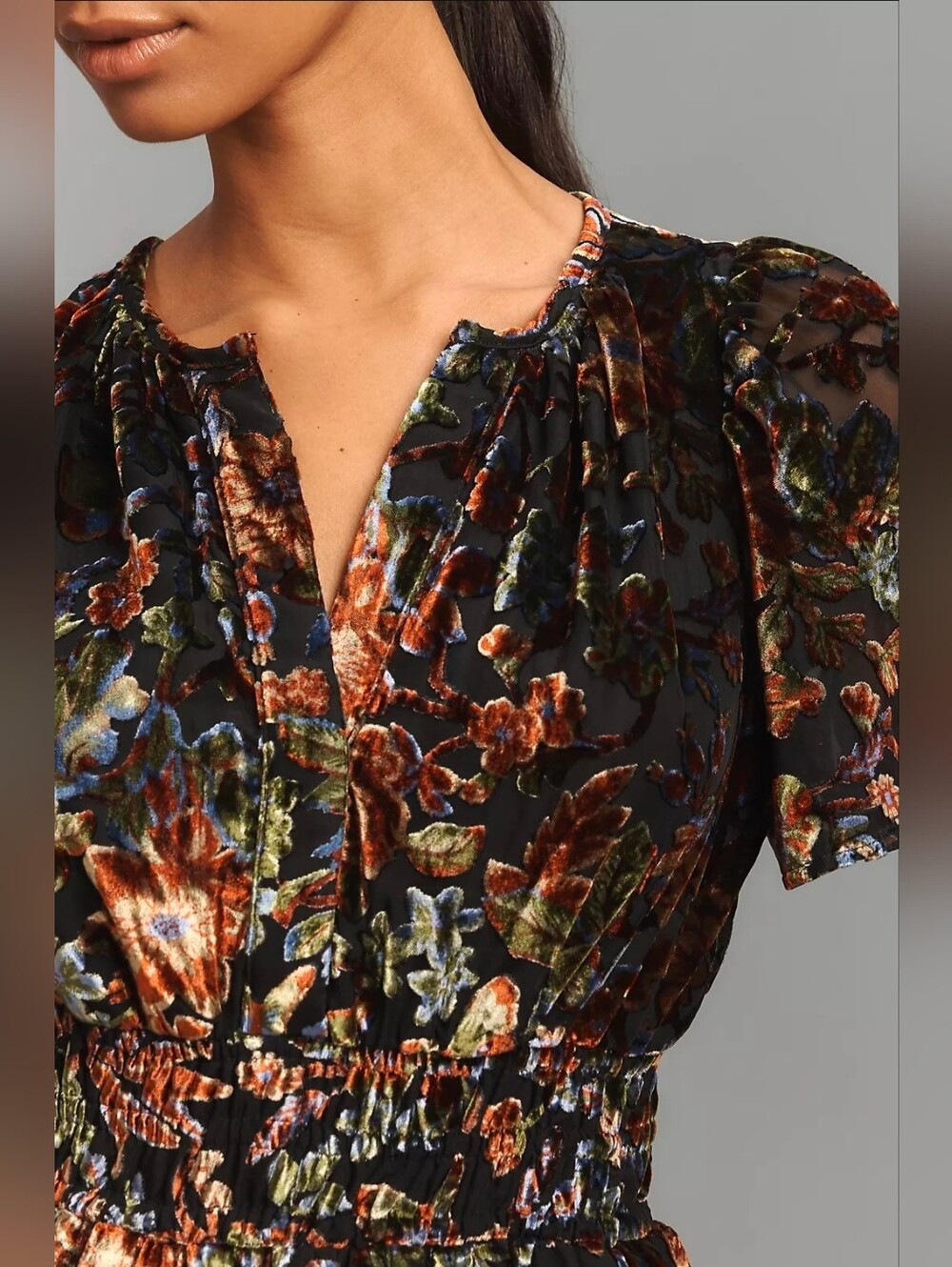 Anthropologie Somerset Velvet Floral Mini Dress - Picture 3 of 4